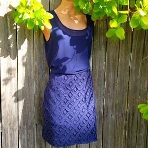 TAYLOR Navy Lace Middi dress